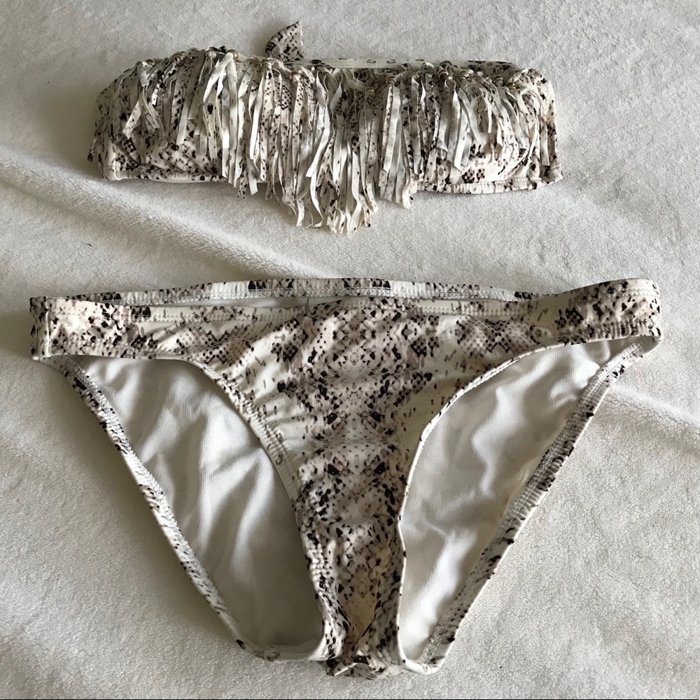 Xhilaration fringe top strapless bikini